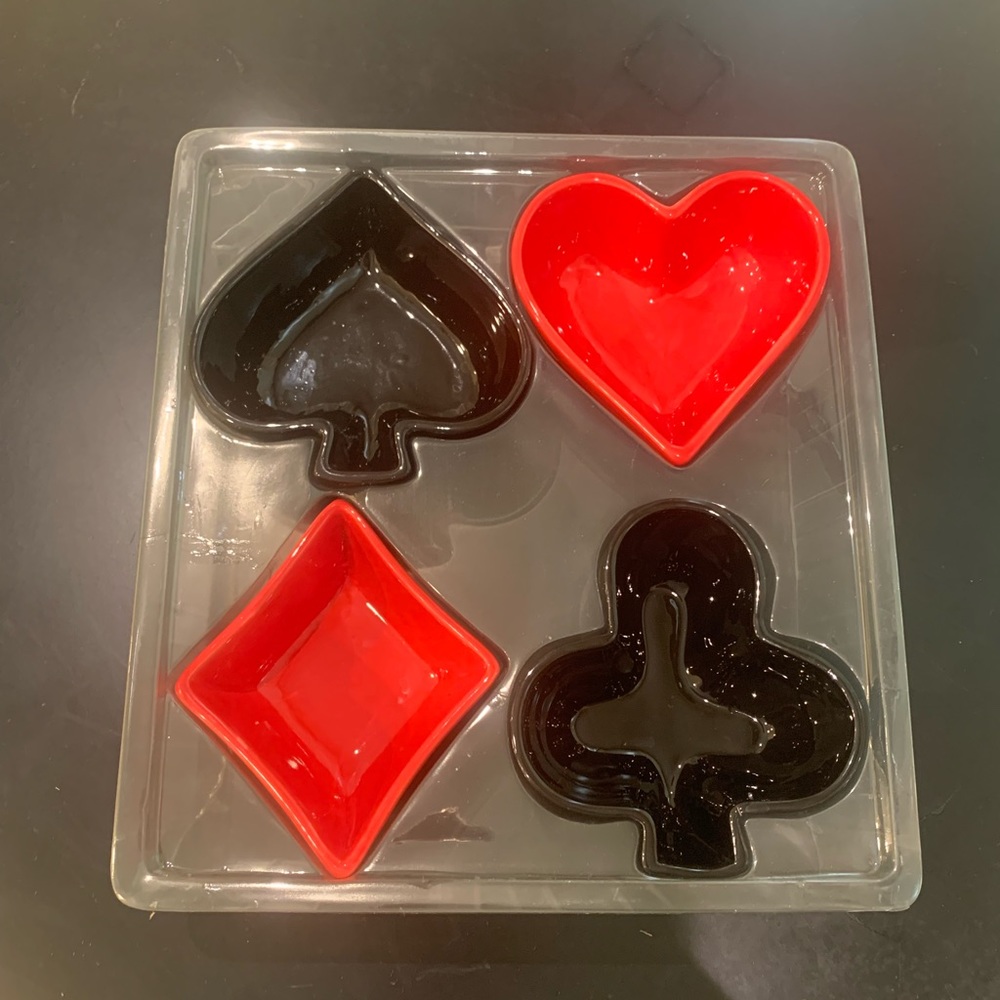 4 piece Boston warehouse “Deal me in” poker heart spade tidbit bowls
